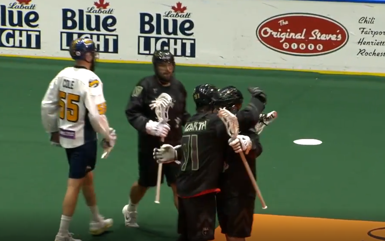 Rochester Knighthawks celebrate goal