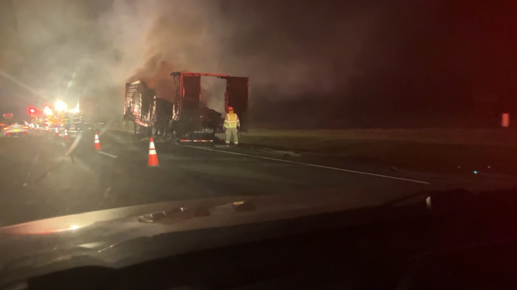 Tractor-trailer burned to ash on I-90 just past Victor exit - WHEC.com